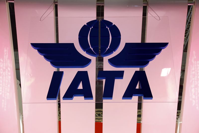 &copy; Reuters. FILR PHOTO: The International Air Transport Association (IATA) logo is seen at the International Tourism Trade Fair ITB in Berlin, Germany, March 7, 2018. REUTERS/Fabrizio Bensch/File Photo