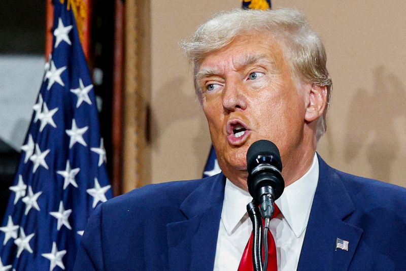 &copy; Reuters. Ex-presidente dos EUA Donald Trump discursa para trabalhadores em Clinton Township, no Estado norte-americano de Michigan
27/09/2023 REUTERS/Rebecca Cook