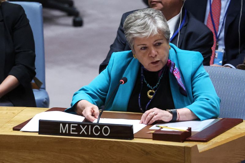 &copy; Reuters. Mexico's Foreign Minister Alicia Barcena speaks during a ministerial level meeting of the United Nations Security Council on the crisis in Ukraine at U.N. headquarters in New York, September 20, 2023. REUTERS/Mike Segar/ File Photo