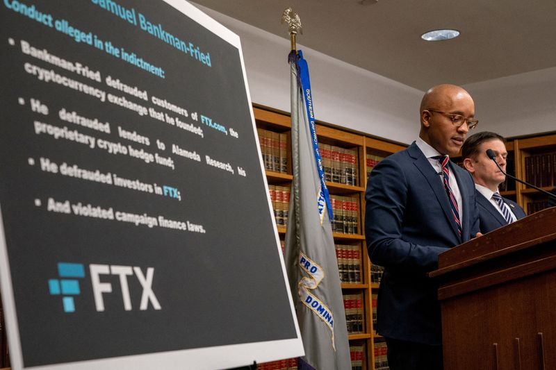 &copy; Reuters. U.S. attorney Damian Williams speaks to the media regarding the indictment of Samuel Bankman-Fried, the founder of failed crypto exchange FTX in New York City, U.S., December 13, 2022. REUTERS/David 'Dee' Delgado/