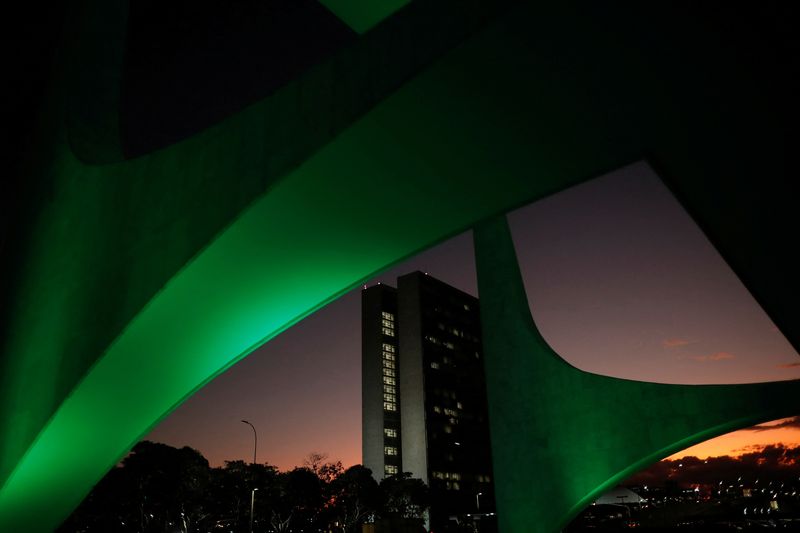 &copy; Reuters. FILE PHOTO: The National Congress building is seen through architectural details of the Planalto Palace during sunrise in Brasilia, Brazil April 18, 2022. REUTERS/Adriano Machado/File Photo