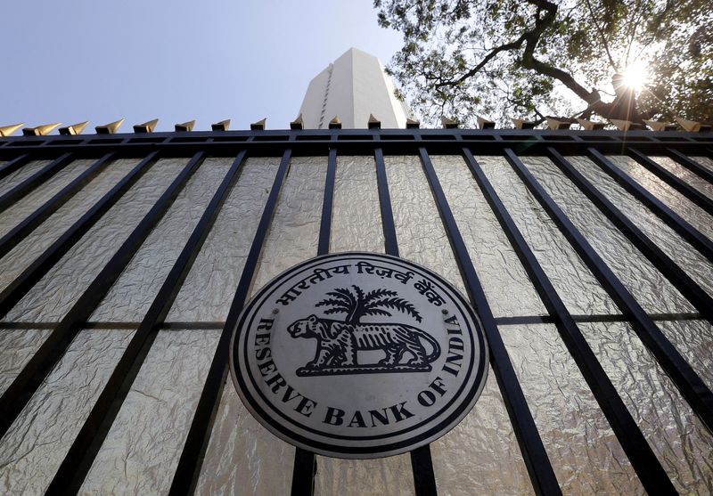&copy; Reuters. FILE PHOTO: The Reserve Bank of India (RBI) seal is pictured on a gate outside the RBI headquarters in Mumbai, India, February 2, 2016. REUTERS/Danish Siddiqui//File Photo