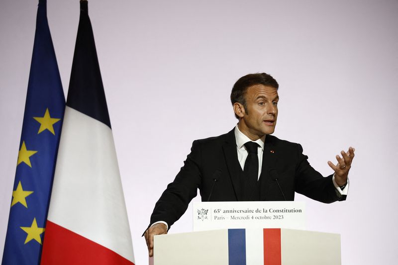 &copy; Reuters. Le président français Emmanuel Macron à Paris, en France. /Photo prise le 4 octobre 2023/REUTERS/Yoan Valat