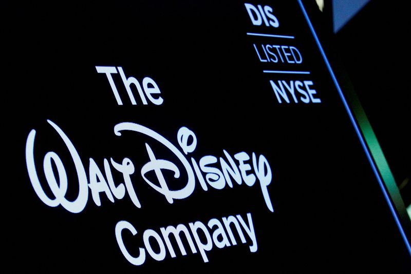 &copy; Reuters. FILE PHOTO: A screen shows the logo and a ticker symbol for The Walt Disney Company on the floor of the New York Stock Exchange (NYSE) in New York, U.S., December 14, 2017. REUTERS/Brendan McDermid//File Photo