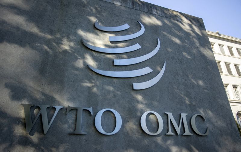 &copy; Reuters. FILE PHOTO: A logo is seen at the World Trade Organization (WTO) headquarters before a news conference in Geneva, Switzerland, October 5, 2022. REUTERS/Denis Balibouse//File Photo