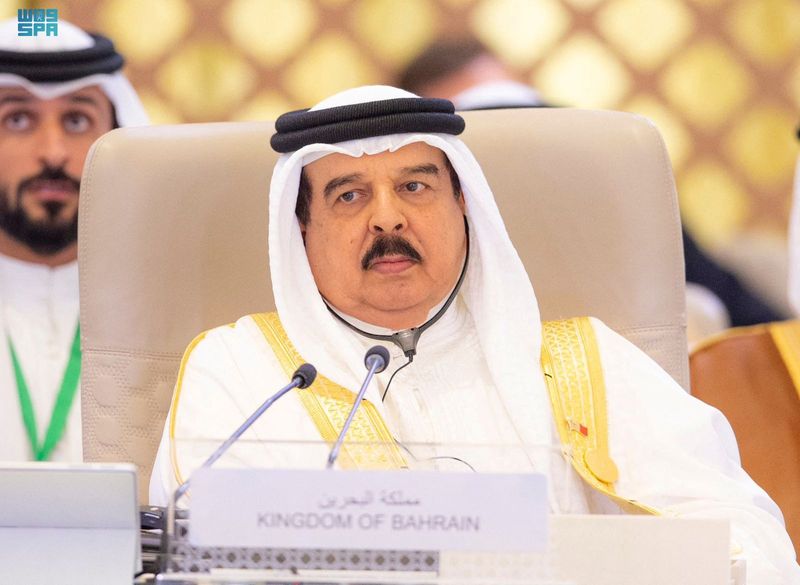 &copy; Reuters. املك حمد بن عيسى آل خليفة ملك البحرين خلال اجتماع القمة العربية بجدة يوم 19 مايو أيار 2023. صورة لرويترز من وكالة الأنباء السعودية.