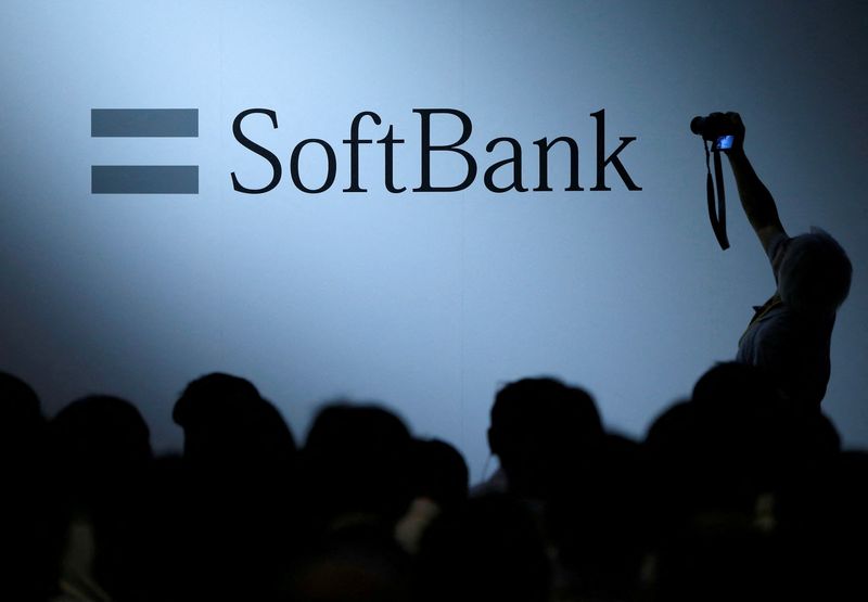 &copy; Reuters. FILE PHOTO: The logo of SoftBank Group Corp is displayed at SoftBank World 2017 conference in Tokyo, Japan, July 20, 2017. REUTERS/Issei Kato/File Photo