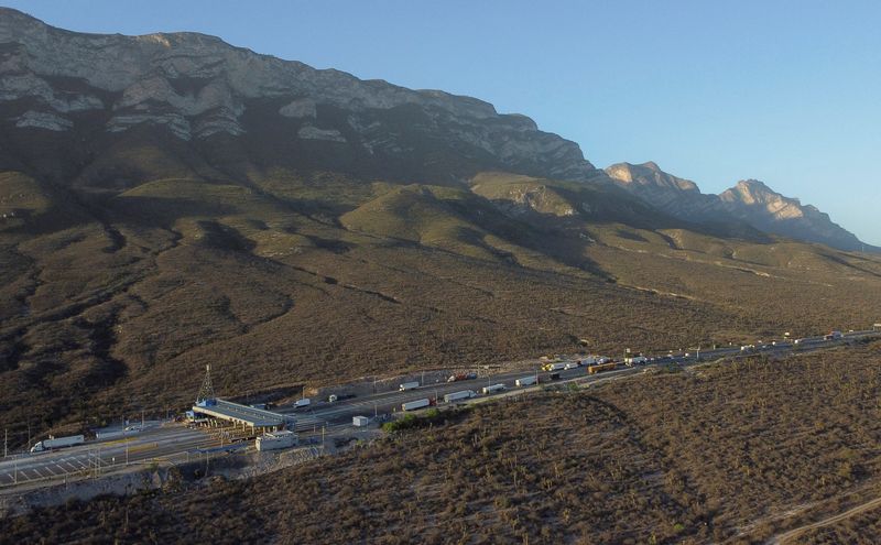 &copy; Reuters. FILE PHOTO: An aerial view shows a part of the Monterrey-Saltillo highway near the land where Tesla has indicated it could build a new gigafactory, in Santa Catarina, on the outskirts of Monterrey, Mexico March 3, 2023. REUTERS/Daniel Becerril/File Photo