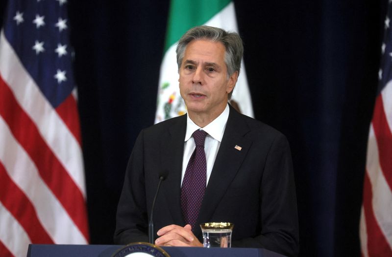 &copy; Reuters. FILE PHOTO: U.S. Secretary of State Antony Blinken speaks at a news conference during U.S.-Mexico High-Level Economic Dialogue at the State Department in Washington, U.S., September 29, 2023. REUTERS/Leah Millis/File Photo