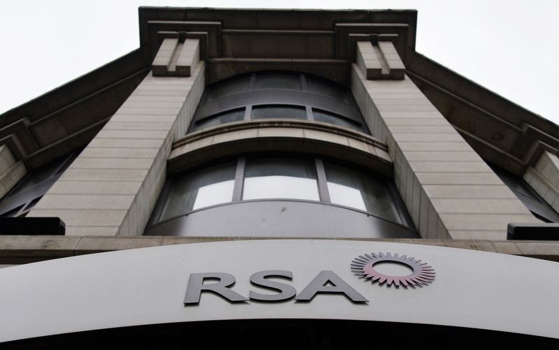 &copy; Reuters. FILE PHOTO: A sign of RSA insurance company is pictured outside its office in London in this December 13, 2013. REUTERS/Toby Melville/File Photo