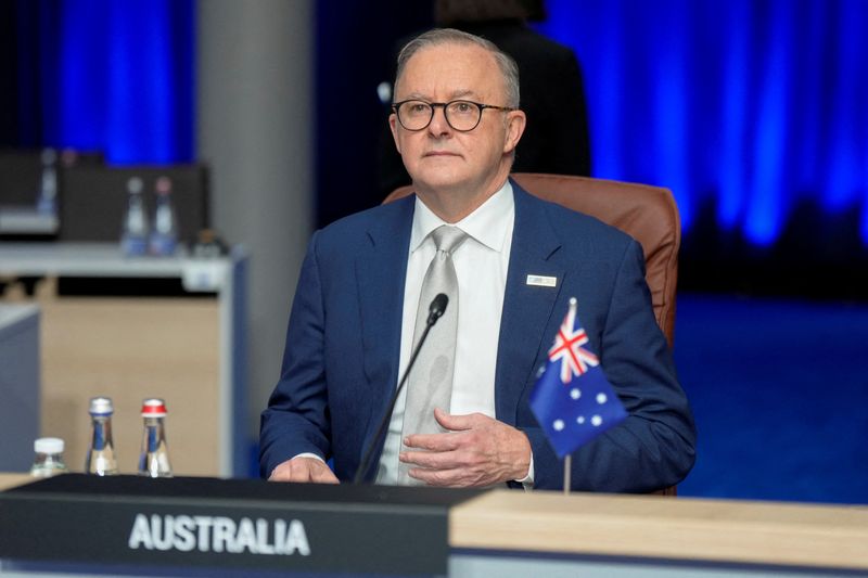 &copy; Reuters. FILE PHOTO: Australia's Prime Minister Anthony Albanese attends a meeting of the North Atlantic Council during a NATO leaders summit in Vilnius, Lithuania July 12, 2023. REUTERS/Ints Kalnins/File Photo