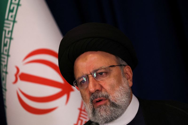 &copy; Reuters. الرئيس الإيراني إبراهيم رئيسي خلال مؤتمر صحفي في نيويورك يوم 20 سبتمبر أيلول 2023. تصوير: شانون ستيبلتون - رويترز.
