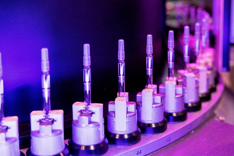 © Reuters. Catalent's automated visual inspection systems that check every pre-filled syringe to ensure product integrity are seen, in Brussels, Belgium, 2023. Catalent/Handout via REUTERS 