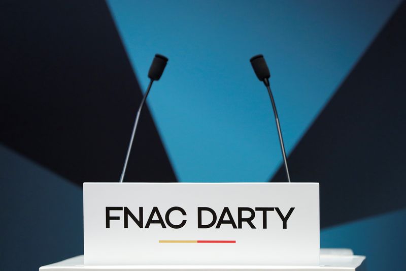 &copy; Reuters. The logo of Fnac Darty is seen during the company's 2017 annual results presentation in Paris, France February 22, 2018. REUTERS/Gonzalo Fuentes/File Photo
