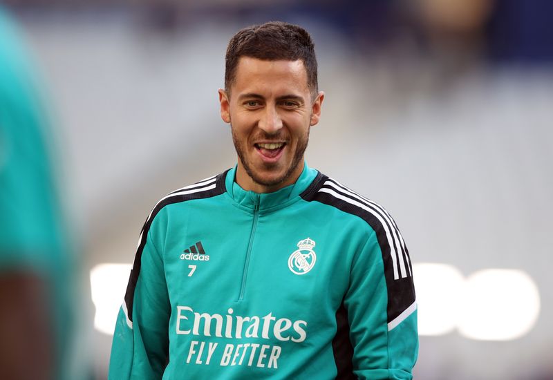 &copy; Reuters. Eden Hazard durante treino do Real Madrid 
 27/5/2022     REUTERS/Molly Darlington