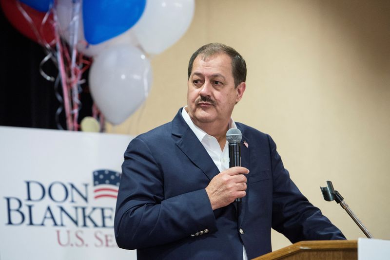 &copy; Reuters. FILE PHOTO: Republican U.S. Senate candidate Don Blankenship speaks to his supporters during the primary election in Charleston, West Virginia, U.S., May 8, 2018.  REUTERS/Lexi Browning/File Photo