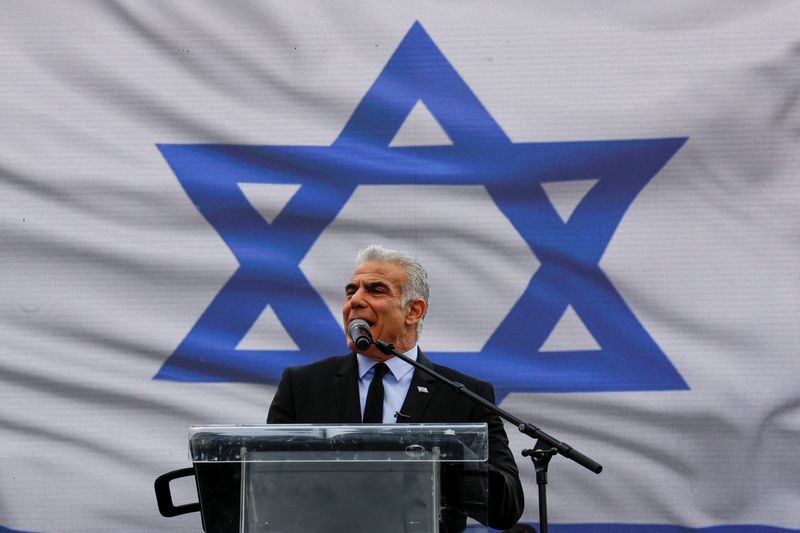 &copy; Reuters. Líder da oposição israelense Yair Lapid 
27/03/2023
REUTERS/Ammar Awad