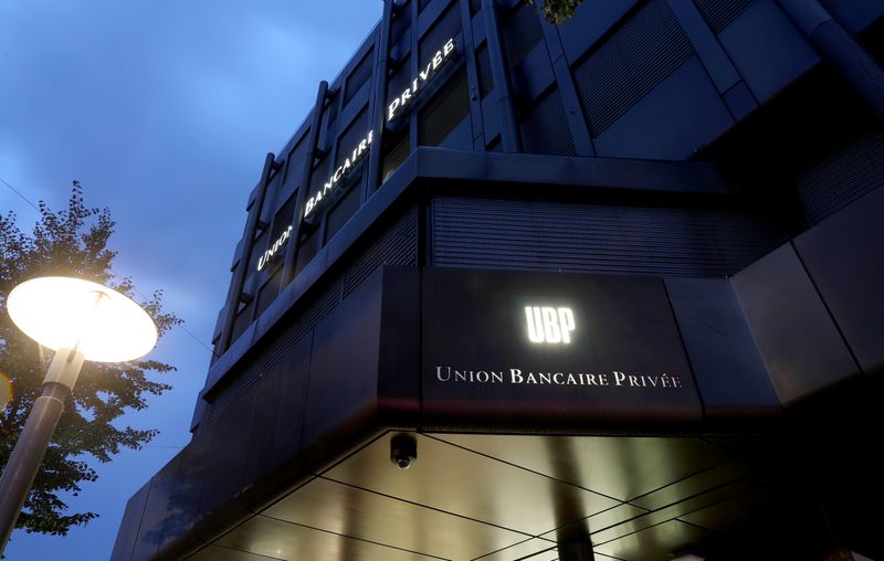 &copy; Reuters. FILE PHOTO: The logo of Union Bancaire Privee (UBP) bank is seen at a branch office in Zurich, Switzerland September 24, 2020. REUTERS/Arnd Wiegmann/File photo