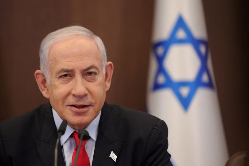 &copy; Reuters. رئيس الوزراء بنيامين نتنياهو خلال اجتماع في القدس يوم 27 سبتمبر أيلول 2023. صورة لرويترز من ممثل لوكالات الأنباء.
