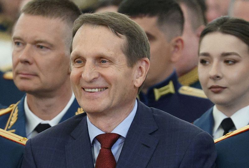 &copy; Reuters. FILE PHOTO: Sergei Naryshkin, head of Russia’s foreign intelligence agency, attends a meeting of Russian President Vladimir Putin with graduates of the country's military higher education institutions at the Kremlin in Moscow, Russia June 21, 2023. Sput