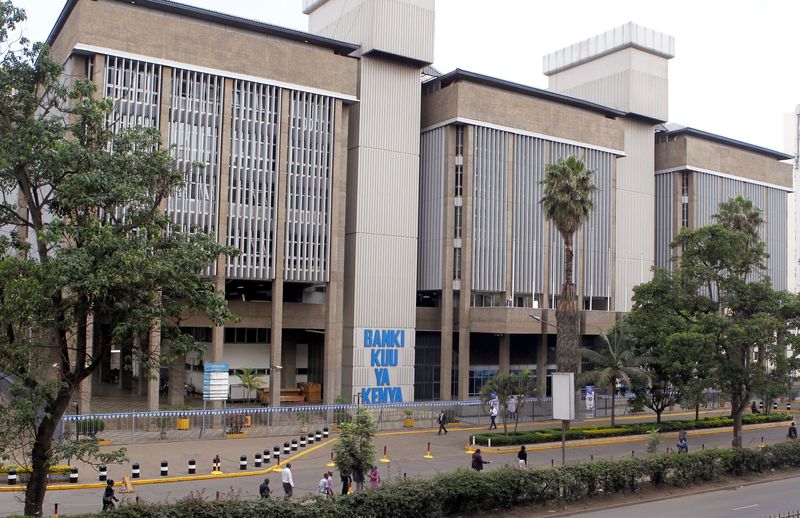 &copy; Reuters. FILE PHOTO: A general view shows the Central Bank of Kenya headquarters building along Haile Selassie Avenue in Nairobi, Kenya November 28, 2018. REUTERS/Njeri Mwangi/File photo