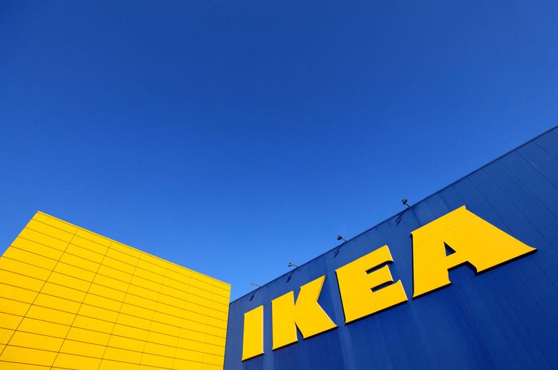 &copy; Reuters. FILE PHOTO: The IKEA logo is seen outside an IKEA furniture store in Brussels, Belgium June 13, 2023.  REUTERS/Yves Herman