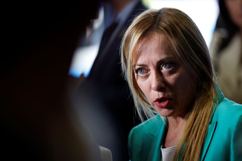 &copy; Reuters. FILE PHOTO: Italy's Prime Minister Giorgia Meloni speaks on the day of the informal meeting of European heads of state or government takes place in Granada, Spain October 6, 2023. REUTERS/Juan Medina/File Photo