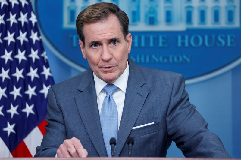 &copy; Reuters. White House National Security Council Strategic Communications Coordinator John Kirby joins White House Press Secretary Karine Jean-Pierre for the daily press briefing at the White House in Washington, U.S. October 12, 2023.  REUTERS/Jonathan Ernst