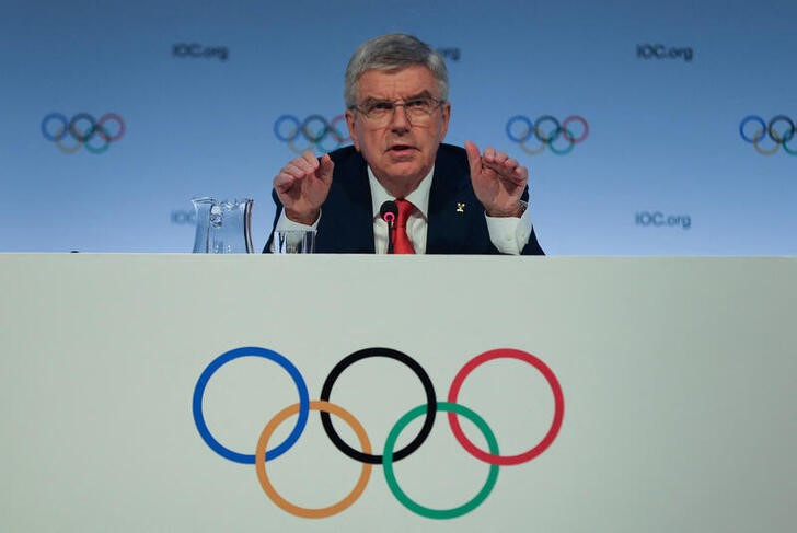 &copy; Reuters. Imagen de archivo del presidente del Comité Olímpico Internacional, Thomas Bach, durante una conferencia de prensa antes de la 141 sesión del COI en Mumbai, India. 13 octubre 2023. REUTERS/Niharika Kulkarni