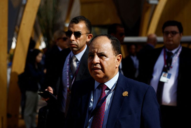 &copy; Reuters. وزبر المالية المصري محمد معيط لدى وصوله لحضور مجموعة العشرين في مراكش بالمغرب يوم 13 أكتوبر تشرين الأول 2023. تصوير: سوزانا فيرا - رويترز.