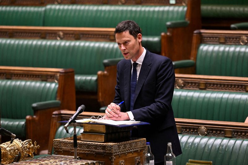 &copy; Reuters. FILE PHOTO: Lord Chancellor and Secretary of State for Justice Alex Chalk speaks while giving HMPPs statement at the House of Commons in London, Britain September 7, 2023.  UK Parliament/Maria Unger/Handout via REUTERS/File Photo