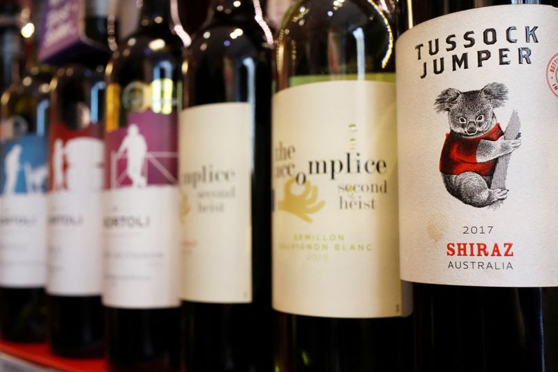 &copy; Reuters. FILE PHOTO: Bottles of Australian wine are seen at a store selling imported wine in Beijing, China November 27, 2020. REUTERS/Florence Lo/File Photo