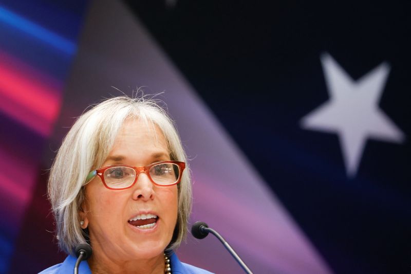 &copy; Reuters. FILE PHOTO: Michelle Lujan Grisham, Governor of the U.S. state of New Mexico, speaks during the 2023 U.S. Business Day and Taiwan-U.S. Supply Chain Partnership Forum in Taipei, Taiwan September 19, 2023. REUTERS/Carlos Garcia Rawlins./File Photo