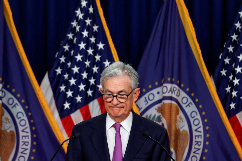&copy; Reuters. FILE PHOTO: U.S. Federal Reserve Chairman Jerome Powell holds a press conference after the release of the Fed policy decision to leave interest rates unchanged, at the Federal Reserve in Washington, U.S, September 20, 2023. REUTERS/Evelyn Hockstein/File P