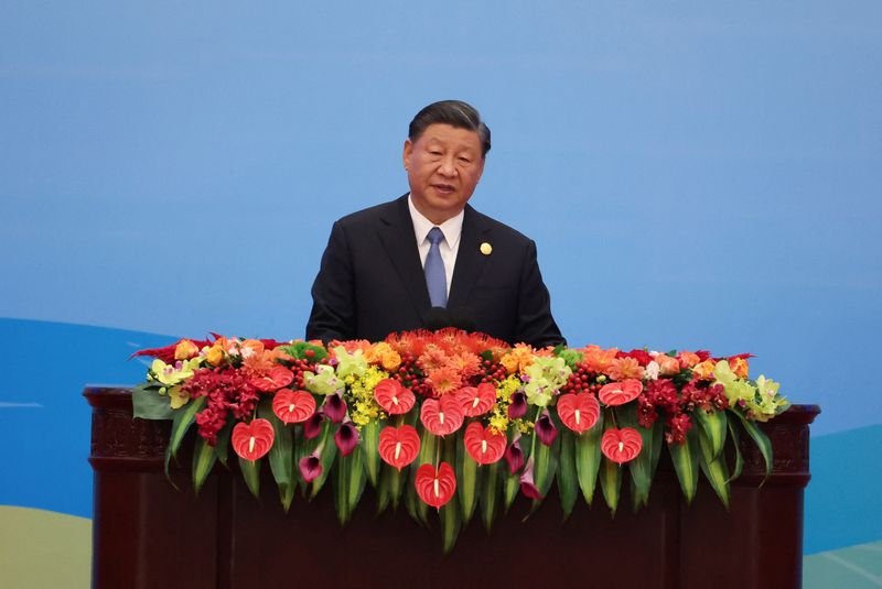 &copy; Reuters. الرئيس الصيني شي جين بينغ خلال مؤتمر في بكين يوم الأربعاء. تصوير: إدجار سو - رويترز. 