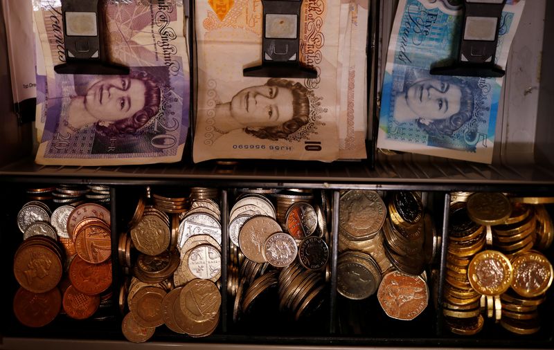 &copy; Reuters. FILE PHOTO: Pound notes and coins are seen inside a cash register in a bar in Manchester, Britain September 6, 2017. REUTERS/Phil Noble/File Photo