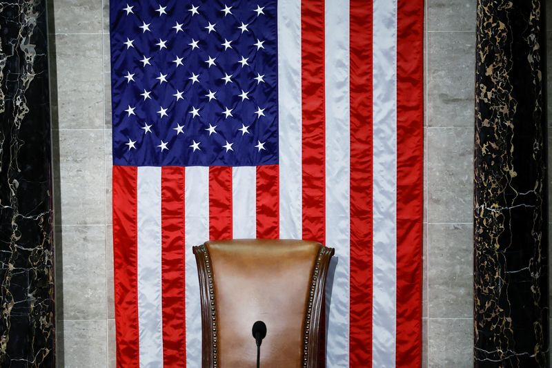 &copy; Reuters. After thirteen rounds of voting the chair of the Speaker of the House still sits empty on the dais of the U.S. House of Representatives on the fourth day of the 118th Congress at the U.S. Capitol in Washington, U.S., January 6, 2023. REUTERS/Evelyn Hockst