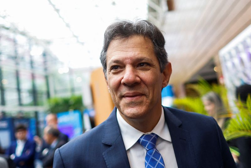 &copy; Reuters. FILE PHOTO: Brazil's Finance Minister Fernando Haddad attends a meeting with mayors in Brasilia, Brazil March 13, 2023. REUTERS/Adriano Machado/File photo