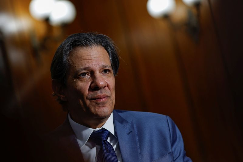 © Reuters. Brazil's Finance Minister Fernando Haddad attends an interview with Reuters in Brasilia, Brazil, October 18, 2023. REUTERS/Adriano Machado