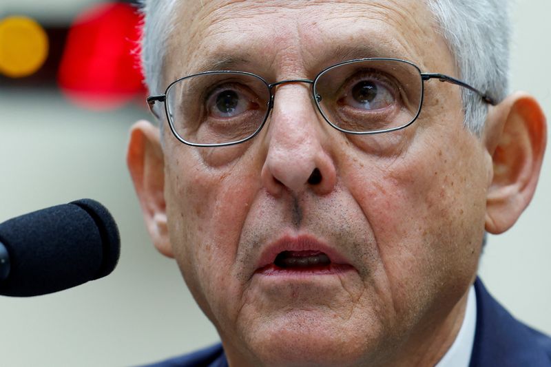 &copy; Reuters. U.S. Attorney General Merrick Garland testifies before a House Judiciary Committee hearing on "Oversight of the U.S. Department of Justice" on Capitol Hill in Washington, U.S., September 20, 2023. REUTERS/Evelyn Hockstein/File Photo