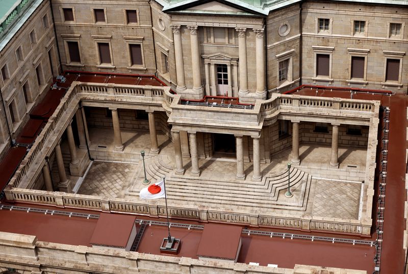 &copy; Reuters. FILE PHOTO: Japanese national flag is hoisted atop the headquarters of Bank of Japan in Tokyo, Japan September 20, 2023.  REUTERS/Issei Kato/File Photo