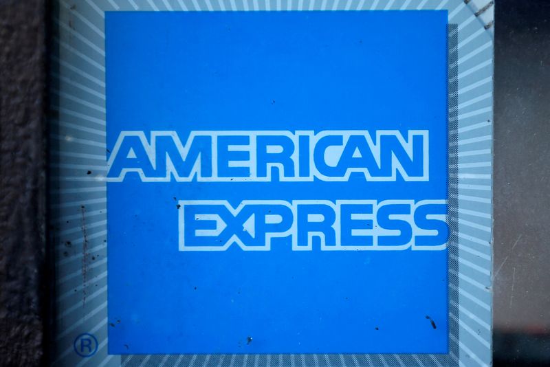 &copy; Reuters. FILE PHOTO: The logo of Dow Jones Industrial Average stock market index listed company American Express (AXP) is seen in Los Angeles, California, United States, April 25, 2016. REUTERS/Lucy Nicholson/File Photo