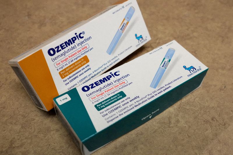 &copy; Reuters. FILE PHOTO: Boxes of Ozempic, a semaglutide injection drug used for treating type 2 diabetes made by Novo Nordisk, is seen at a Rock Canyon Pharmacy in Provo, Utah, U.S. March 29, 2023. REUTERS/George Frey/File Photo