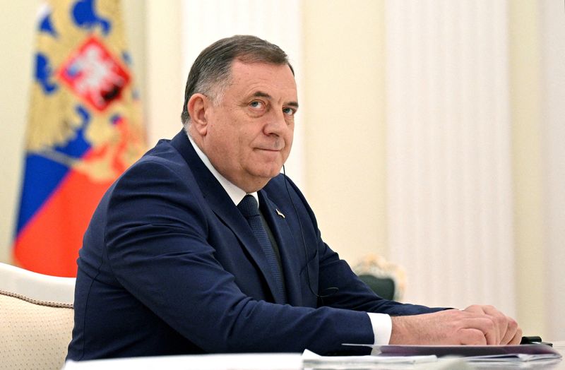 &copy; Reuters. FILE PHOTO: Bosnian Serb leader Milorad Dodik attends a meeting with Russian President Vladimir Putin in Moscow, Russia, May 23, 2023. Sputnik/Alexey Filippov/Pool via REUTERS/File Photo