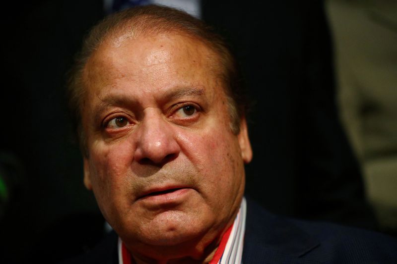 &copy; Reuters. FILE PHOTO: Ousted Prime Minister of Pakistan, Nawaz Sharif, speaks during a news conference at a hotel in London, Britain July 11, 2018.  REUTERS/Hannah McKay/File Photo