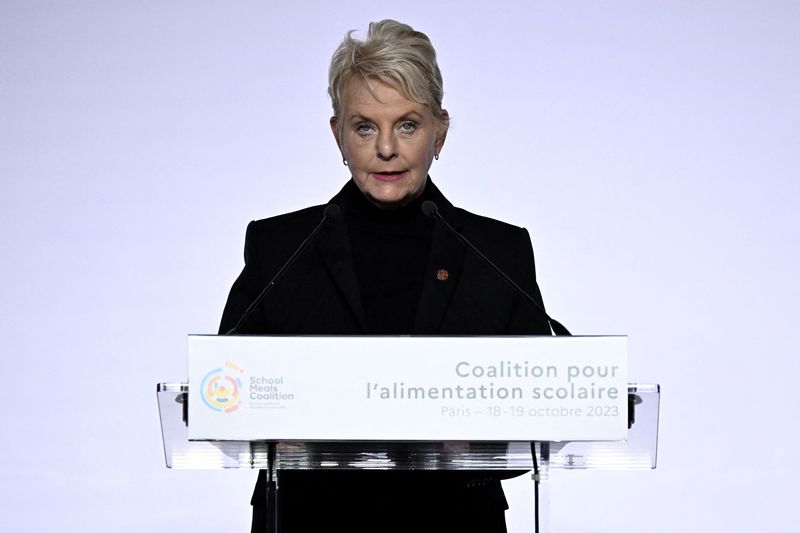&copy; Reuters. سيندي مكين المديرة التنفيذية لبرنامج الأغذية العالمي تتحدث في باريس يوم 18 أكتوبر تشرين الأول 2023. صورة لرويترز من ممثل لوكالات الأنباء.