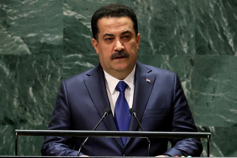 &copy; Reuters. Primeiro-ministro do Iraque Mohammed Shia Al Sudani 
 22/9/2023   REUTERS/Brendan McDermid