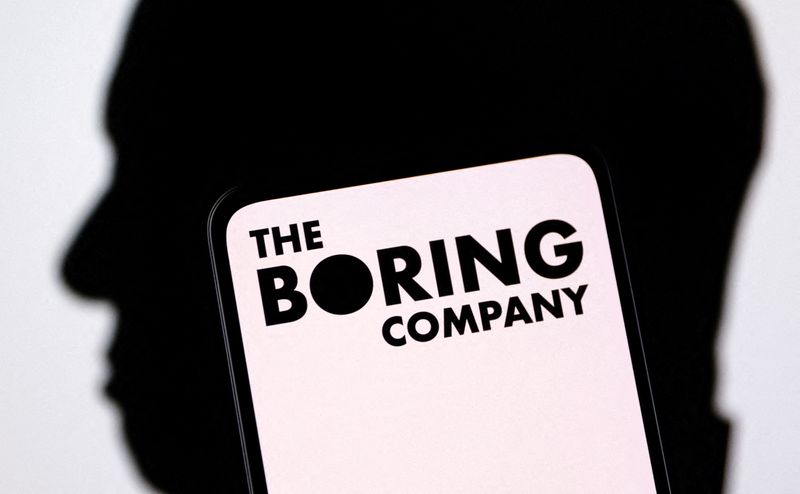 &copy; Reuters. FILE PHOTO: The Boring Company logo and Elon Musk silhouette are seen in this illustration taken, December 19, 2022. REUTERS/Dado Ruvic/Illustration