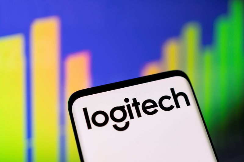 &copy; Reuters. FILE PHOTO: Logitech logo and stock graph are seen in this illustration taken, May 1, 2022. REUTERS/Dado Ruvic/Illustration