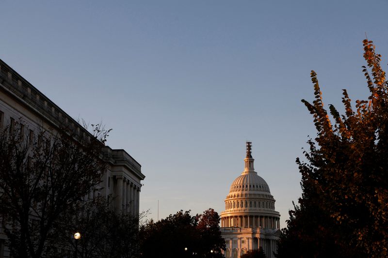 &copy; Reuters. The sun sets at the U.S. Capitol as House Republican candidates hold a forum before they select the next GOP House Speaker nominee on Capitol Hill in Washington, U.S. October 23, 2023.  REUTERS/Jonathan Ernst